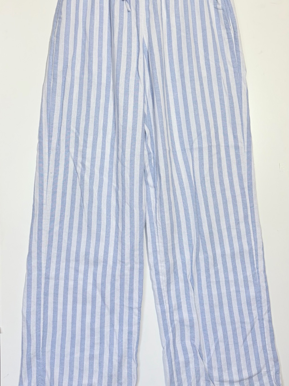 Aritzia Babaton Sontag Linen Wide Leg Pant S Blue Stripe Quiet Luxury - Picture 4 of 9